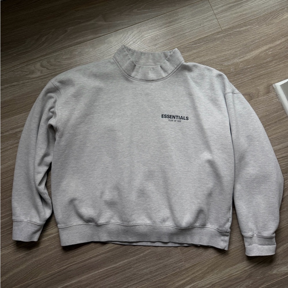Fear of God Essentials Pullover Mockneck Sweatshirt Grey Sz XL 80% Cotton